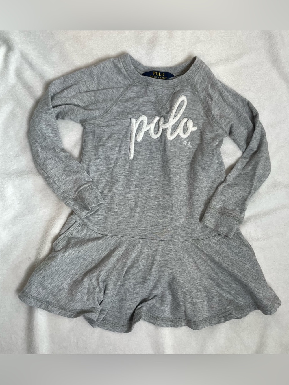 Polo Ralph Lauren Girls Gray Sweatshirt Dress Size 4T Embroidered Script Logo